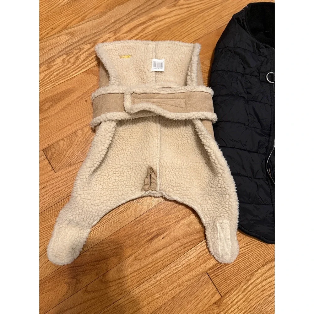 Fashion Pet Dog Coat Bundle Faux Suede Shearling Jackets and Quilted Puffer Vest